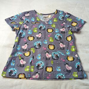 Scrubstar Cotton cat print scrubs Size S
